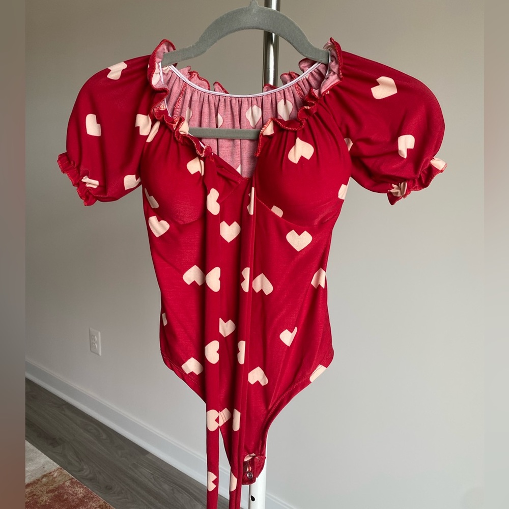 Red Hearts Bodysuit Size XS